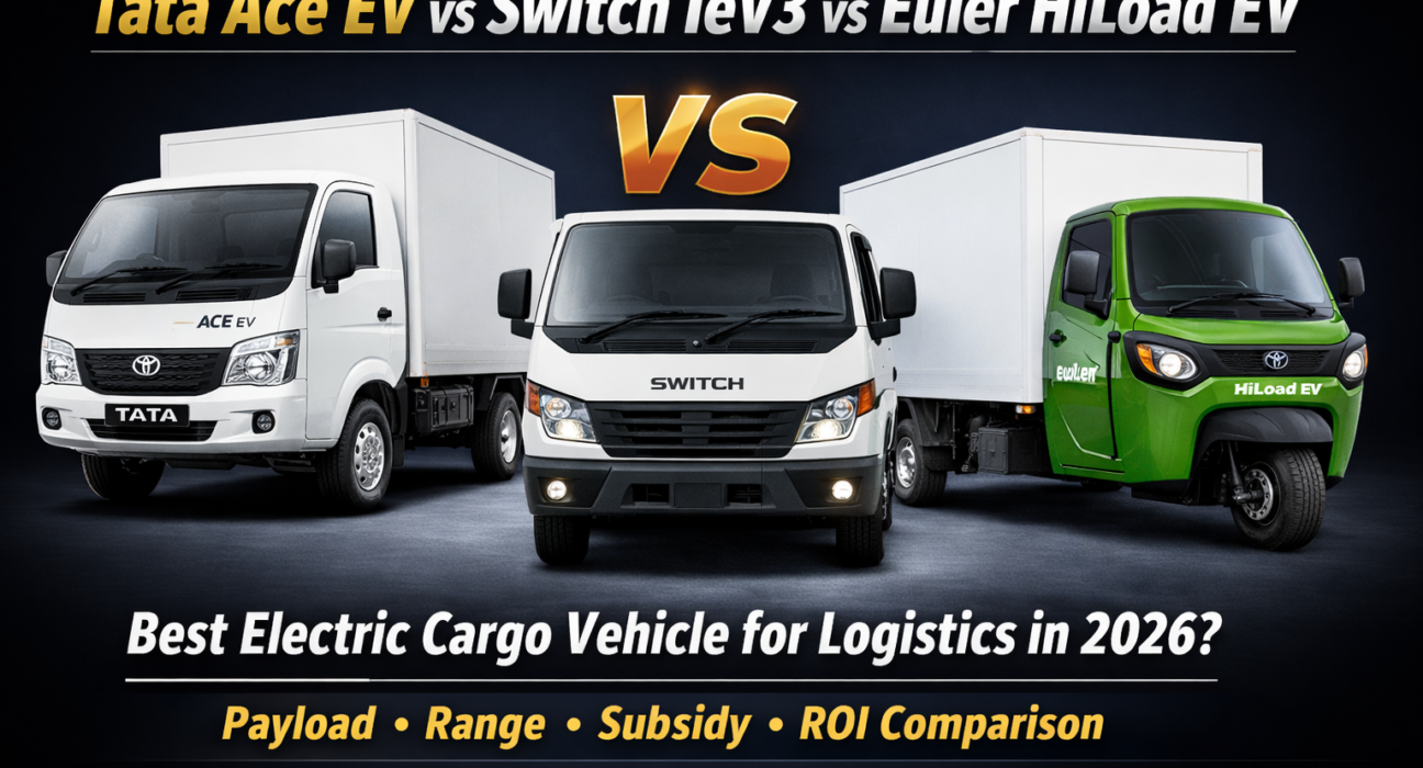 Tata Ace EV vs Switch IeV3 vs Euler HiLoad EV: Best Electric Cargo Vehicle for Logistics Fleet in 2026